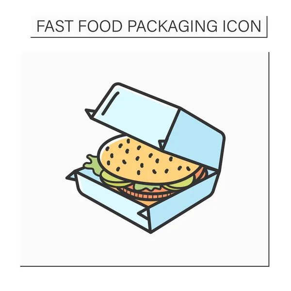 Burger σε έγχρωμο πακέτο εικονίδιο — Διανυσματικό Αρχείο