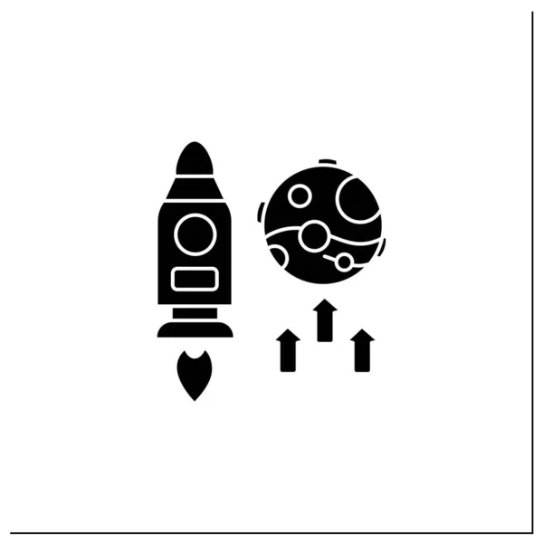 Mars uppdrag glyf ikon — Stock vektor