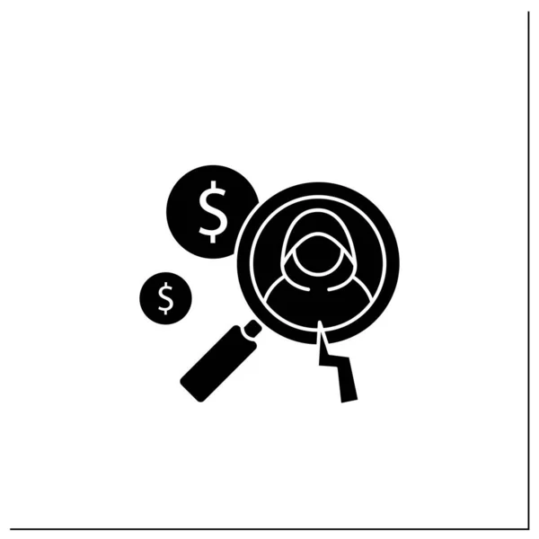 Detecting fraud glyph icon — Stock Vector