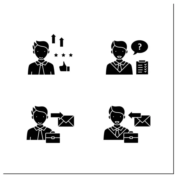 Jeu d'icônes de glyphe de communication efficace — Image vectorielle