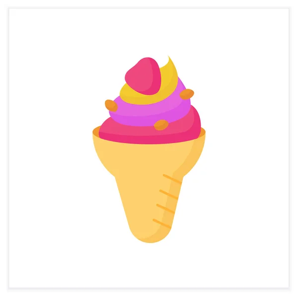 Vanilla ice cream flat icon — Stock Vector