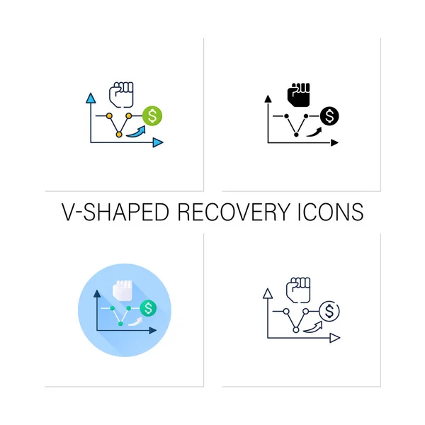 V shaped recovery icons set — Stock Vector