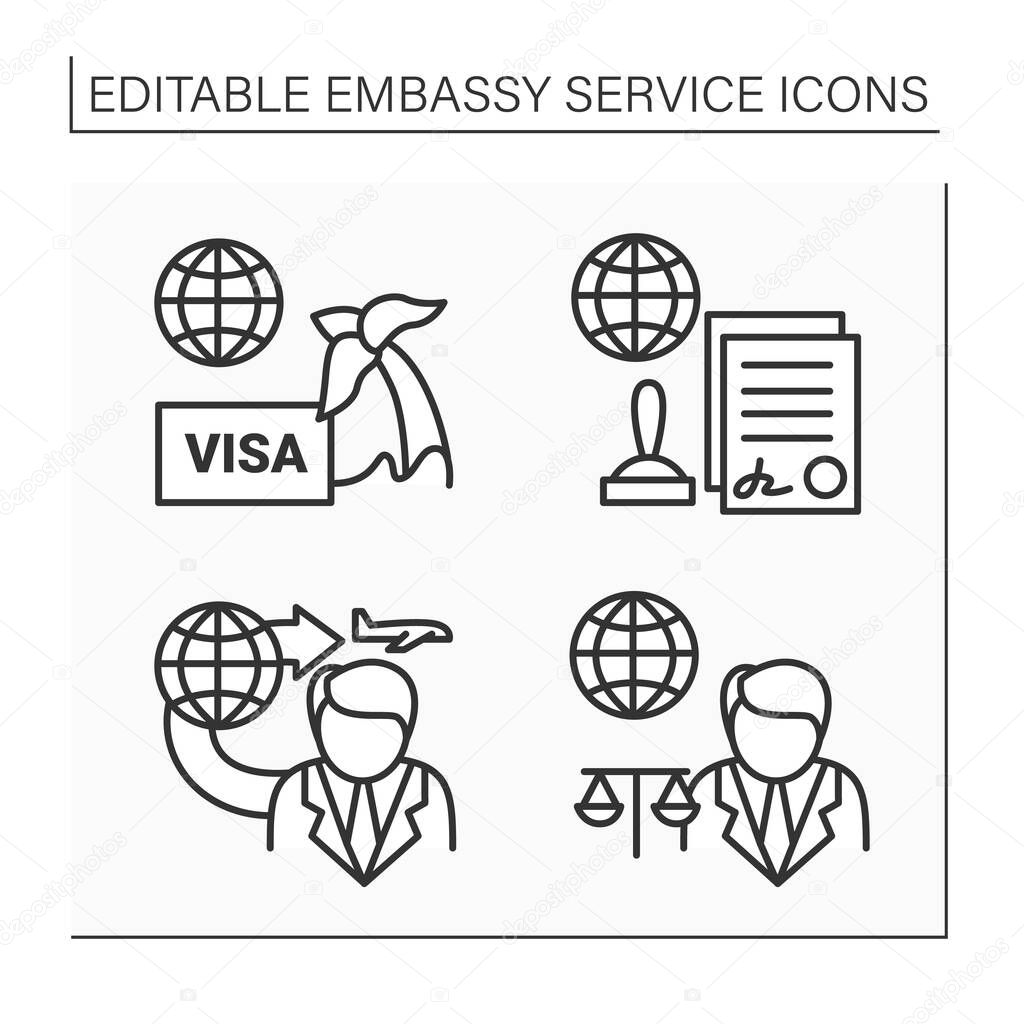 Embassy service line icons set