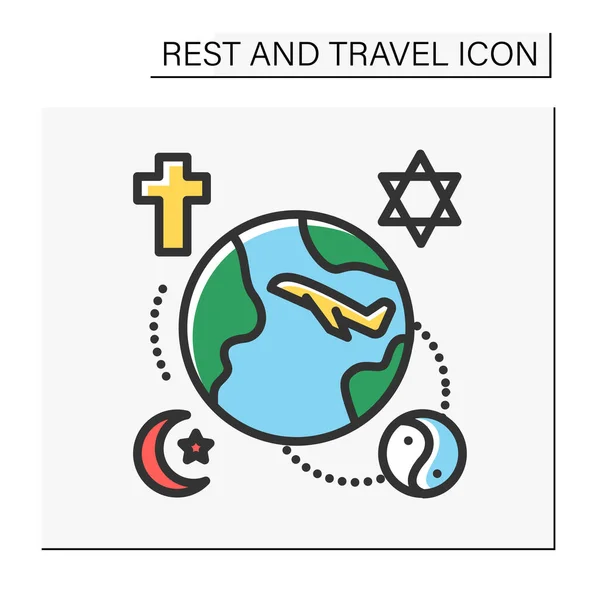 Religious tourism color icon — Vetor de Stock