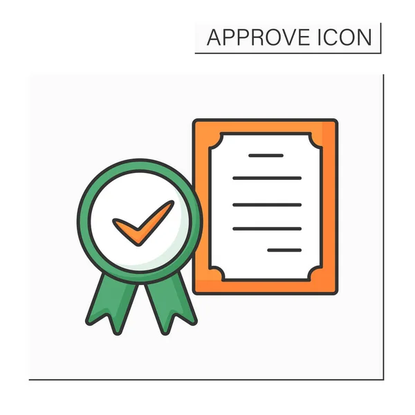 Approved certificate color icon — Stock vektor