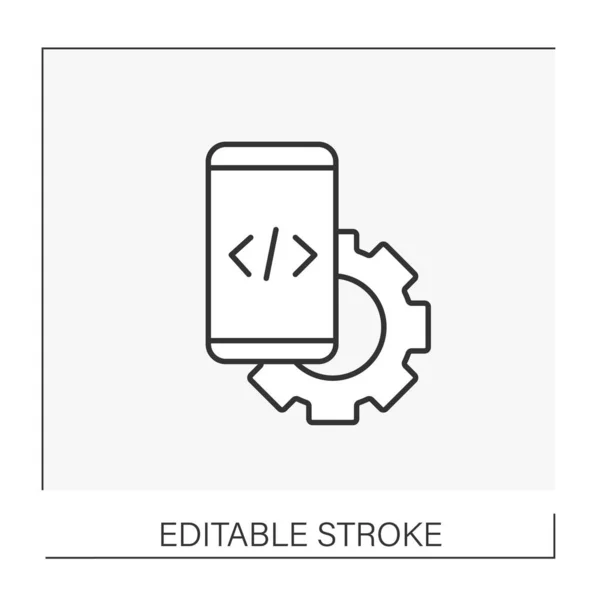 Mobiele app ontwikkelaar lijn pictogram — Stockvector