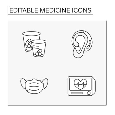 Tıp satır Icons set