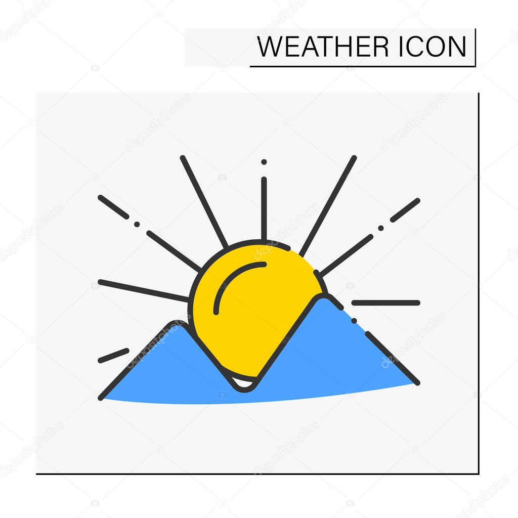 Mountain sunset color icon