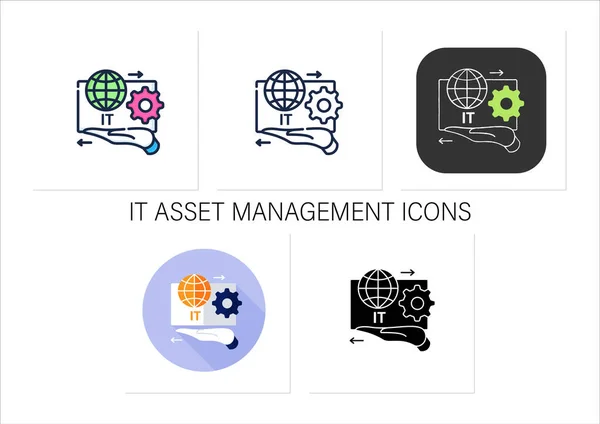 Zestaw ikon zarządzania aktywami IT — Wektor stockowy