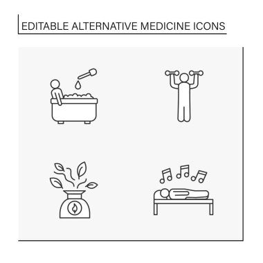  Alternatif tıp çizgisi simgeleri ayarlandı