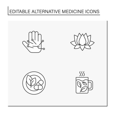 Alternatif tıp çizgisi simgeleri ayarlandı