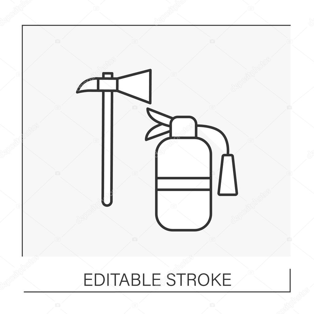 Fireman line icon. Firefighter. Dangerous job.Professions concept. Isolated vector illustration.Editable stroke