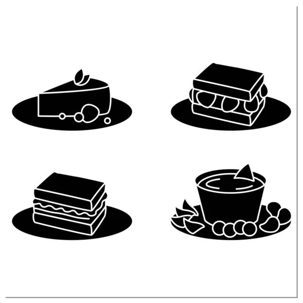 Tendenze alimentari set icone di glifo — Vettoriale Stock