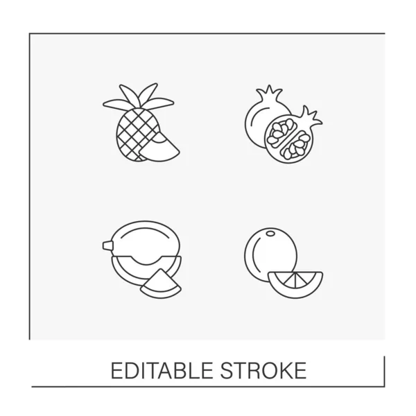 Set de iconos de línea de frutas — Vector de stock