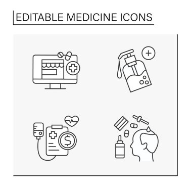 Tıp satır Icons set