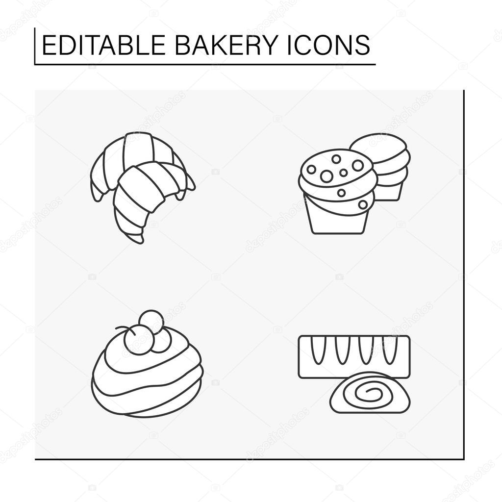 Bakery line icons set