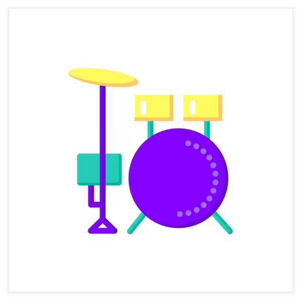 Kit de tambor plano icono — Vector de stock