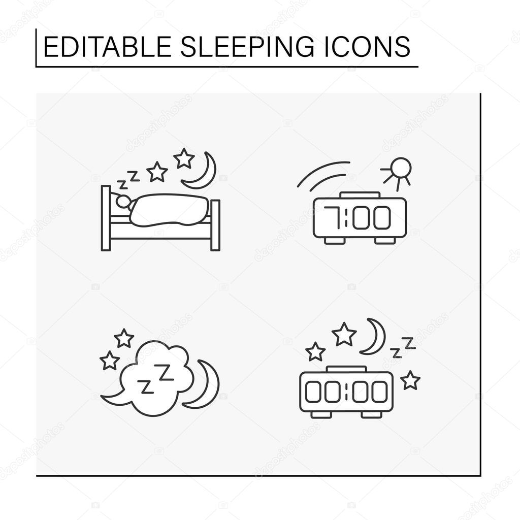 Sleeping line icons set