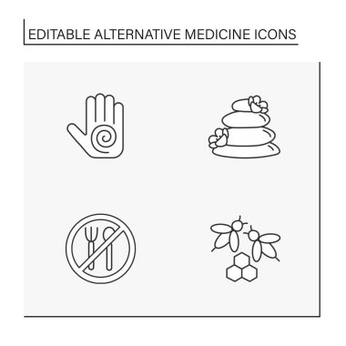  Alternatif tıp çizgisi simgeleri ayarlandı