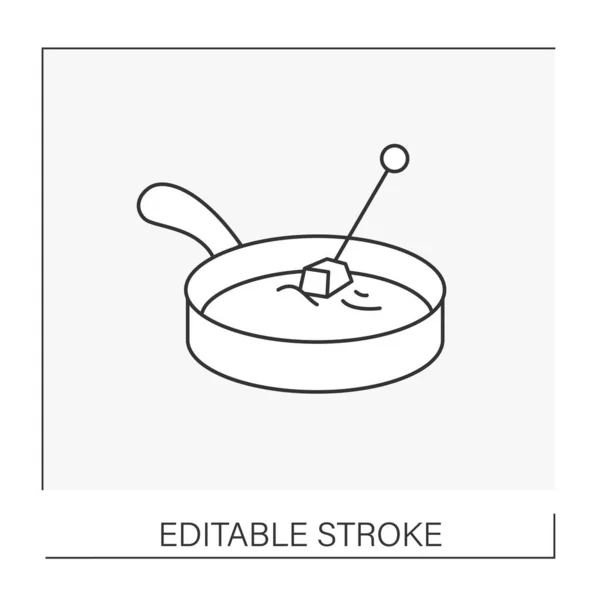 Icono de línea fondue de queso — Vector de stock