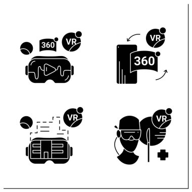 Sanal gerçeklik glif Icons Set