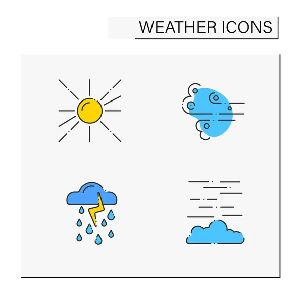 Icônes de couleur météo ensemble — Image vectorielle