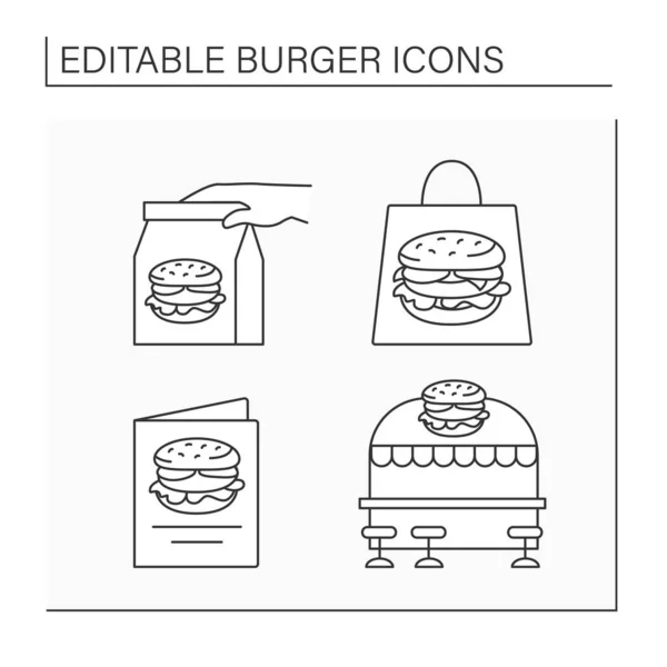 Conjunto de ícones da linha Burger — Vetor de Stock
