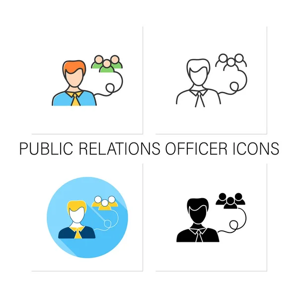 Public relations officer icons set — Vetor de Stock