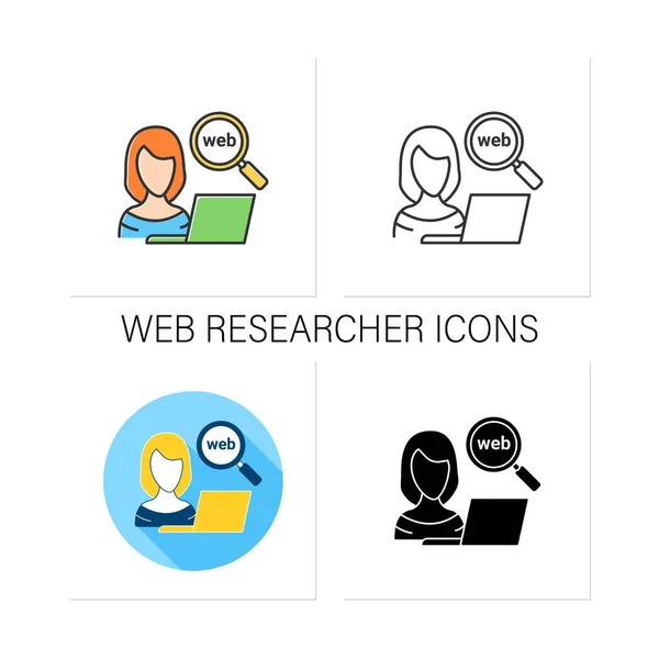 Web researcher icons set — Vetor de Stock
