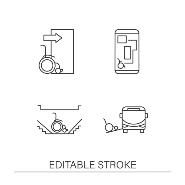 Accessible city line icons set — Stock Vector