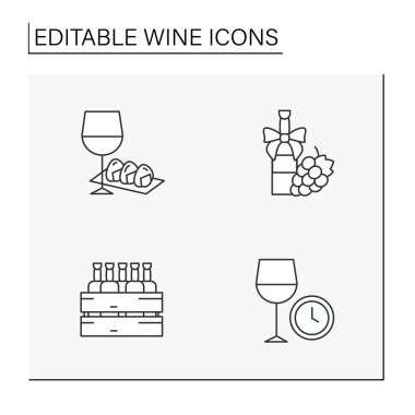 Şarap satır Icons set