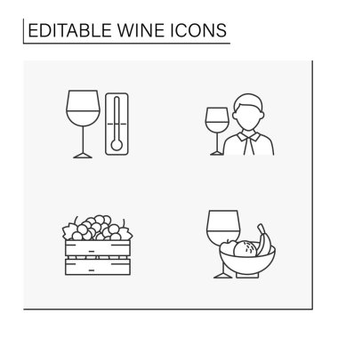 Şarap satır Icons set