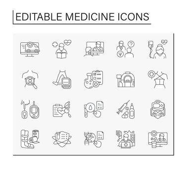Tıp satır Icons set
