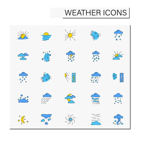 Wetter-Farbsymbole gesetzt — Stockvektor