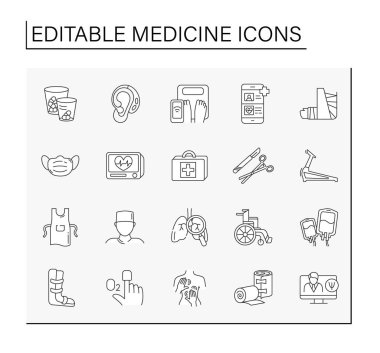 Tıp satır Icons set