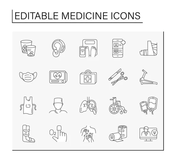 Linha de medicamentos ícones conjunto —  Vetores de Stock