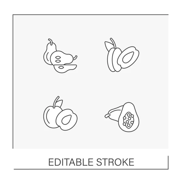 Ensemble d'icônes ligne de fruits — Image vectorielle