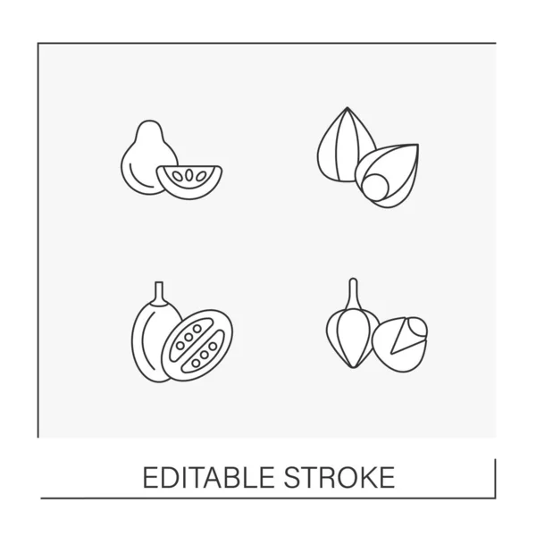 Ensemble d'icônes ligne de fruits — Image vectorielle