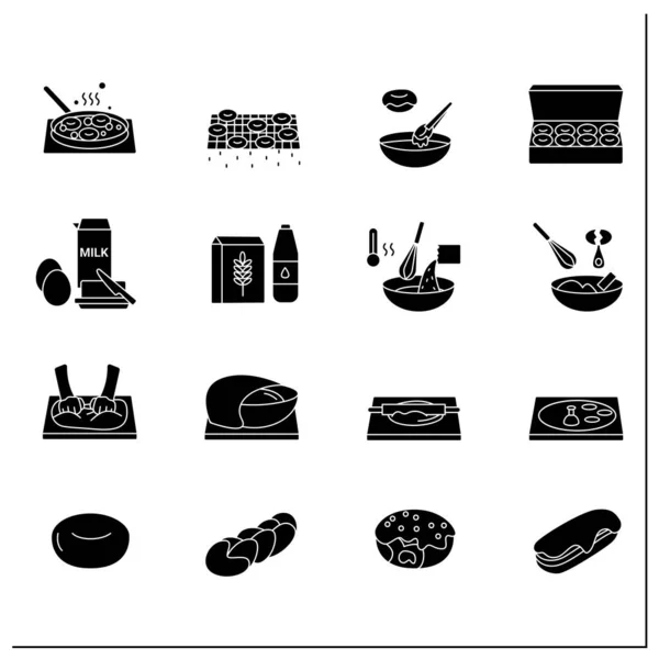 Conjunto de iconos de glifo de rosquillas caseras — Vector de stock