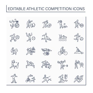 Atletik yarışma çizgisi simgeleri ayarlandı