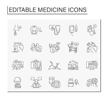 Tıp satır Icons set