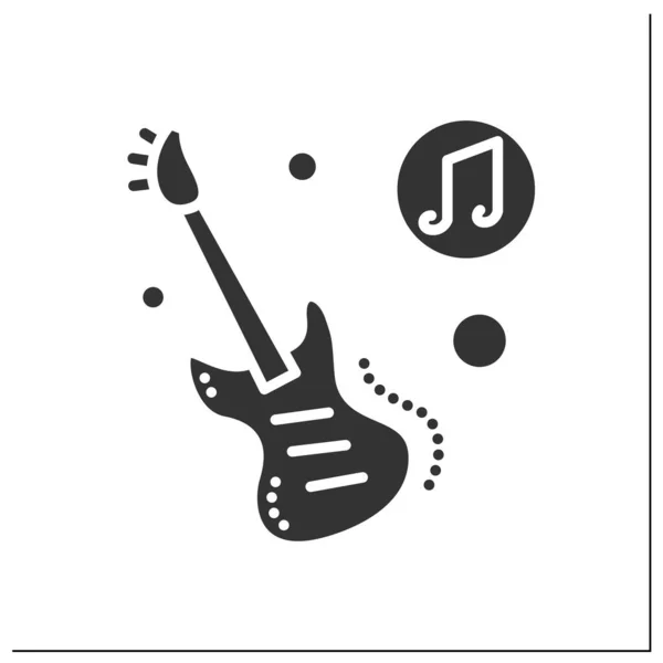 ベースギターのグリフアイコン — ストックベクタ