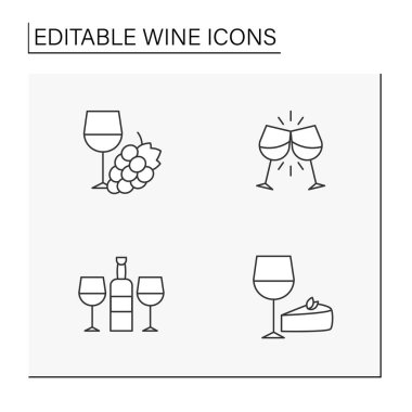 Şarap satır Icons set