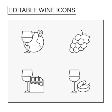 Şarap satır Icons set