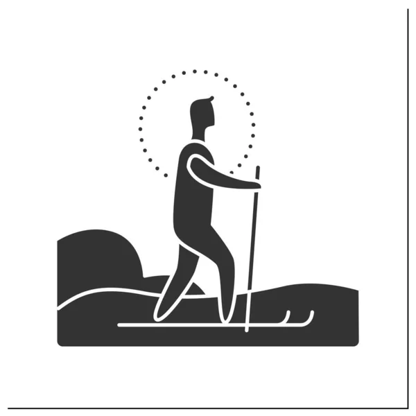 Glyphen-Ikone beim Skifahren — Stockvektor