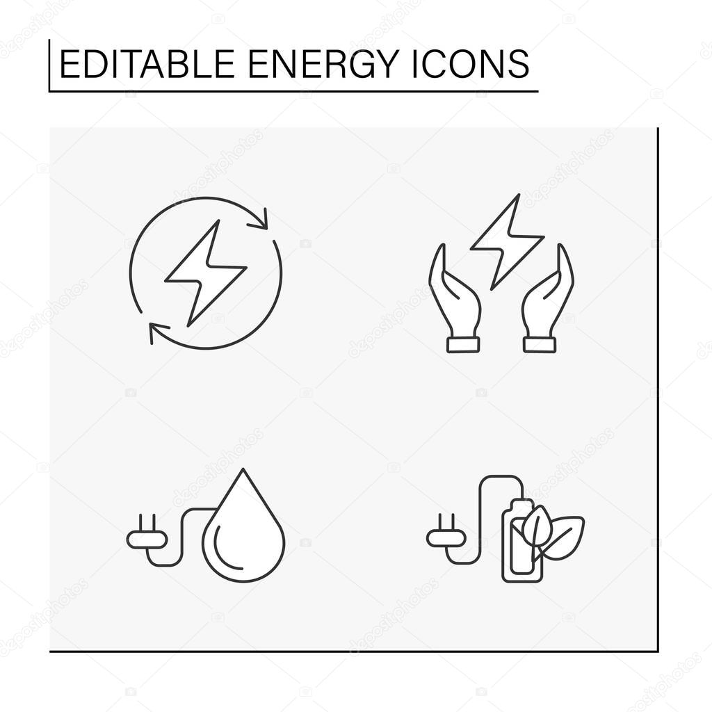 Energy line icons set