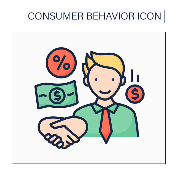 Ícone de cor marketing relacionamento — Vetor de Stock