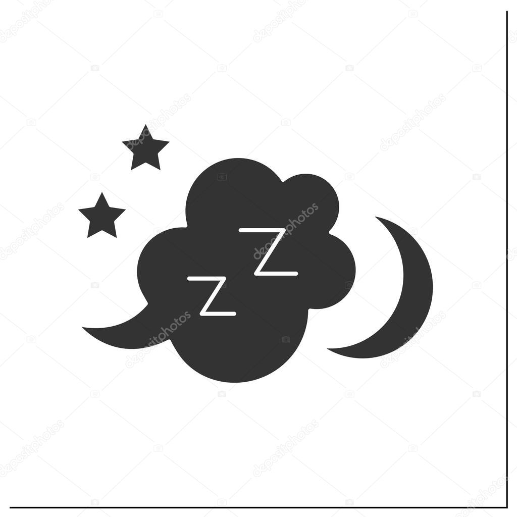 Sleep cloud glyph icon