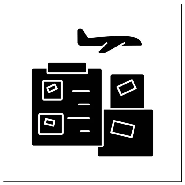 Символ Воздушного Путевого Знака Документ Сопровождается Товарами Доставляемыми Международным Авиакурьером — стоковый вектор