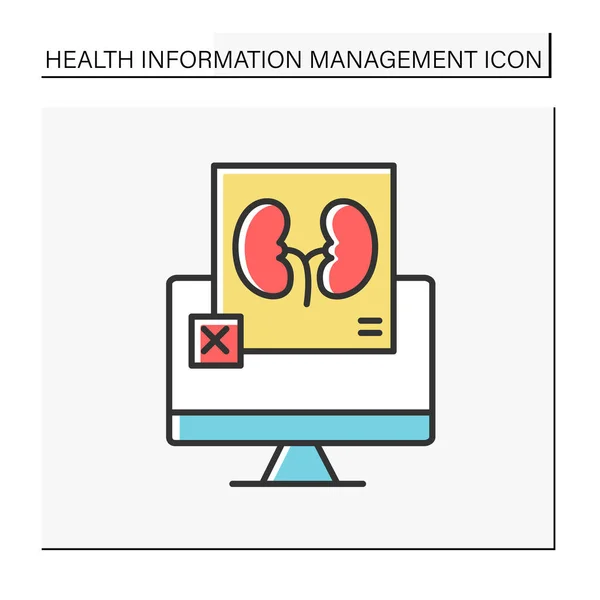 Ikona Barev Diagnózy Nezdravý Obraz Ledvin Obrazovce Počítače Špatná Diagnóza — Stockový vektor
